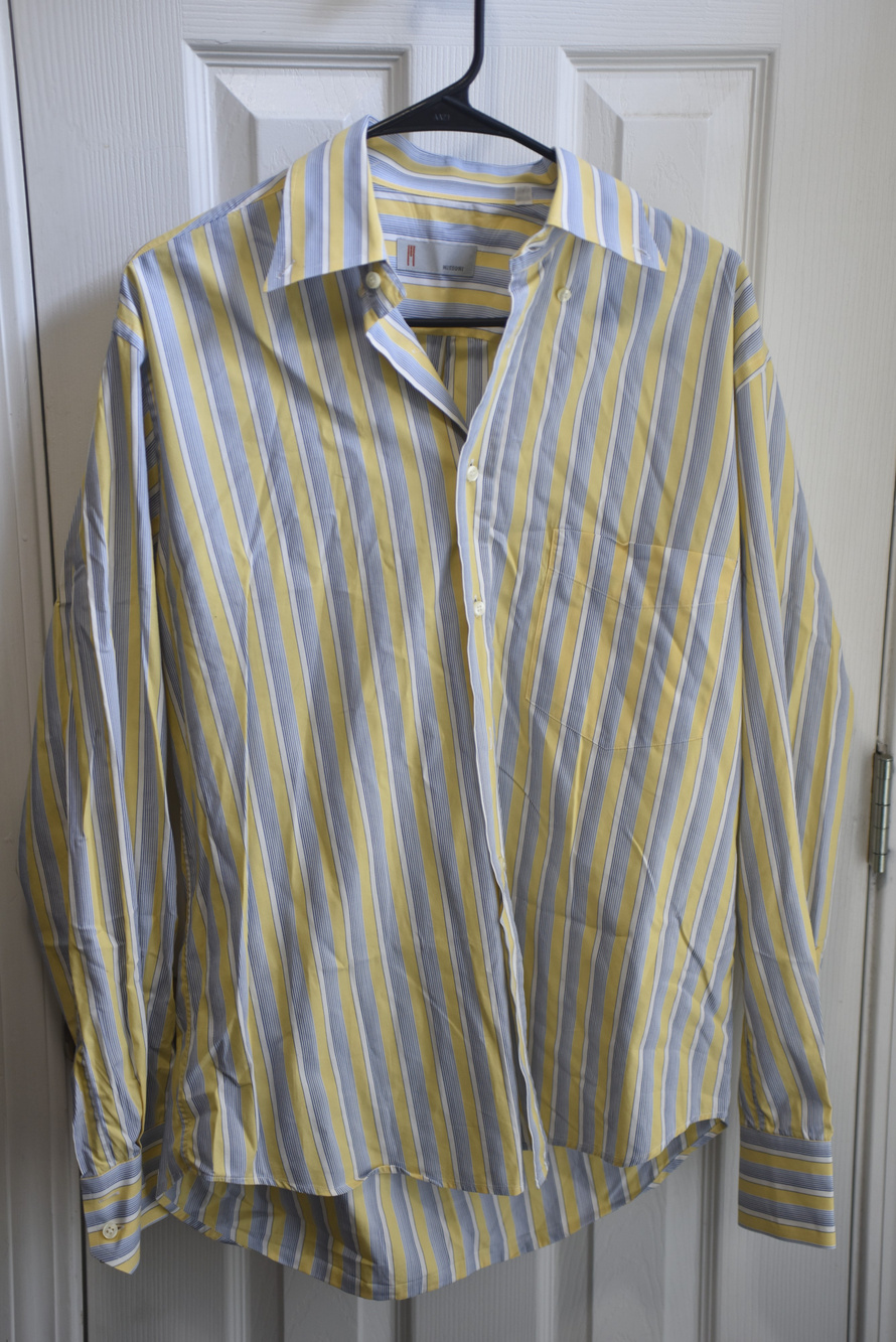 Missoni Dress Shirt Striped Yellow Blue White Size 16 41 LSC506